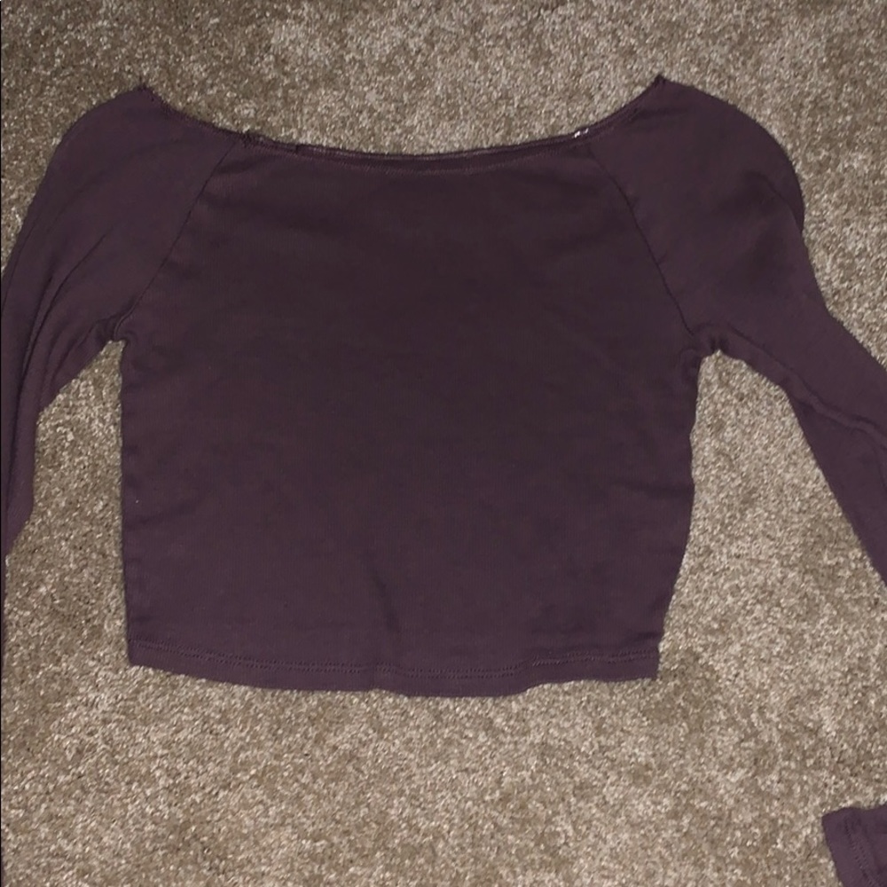 Purple long sleeve crop top